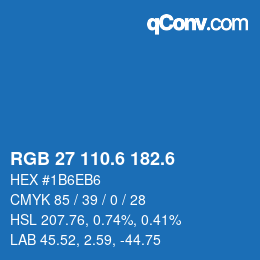 カラーコード: RGB 27 110.6 182.6 | qconv.com