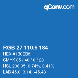 カラーコード: RGB 27 110.6 184 | qconv.com