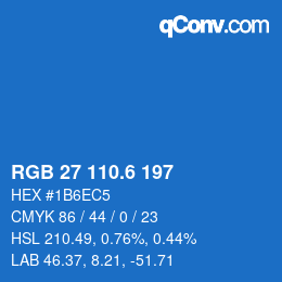 カラーコード: RGB 27 110.6 197 | qconv.com