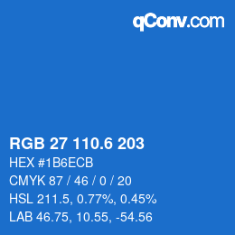 カラーコード: RGB 27 110.6 203 | qconv.com
