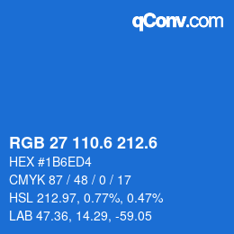 カラーコード: RGB 27 110.6 212.6 | qconv.com