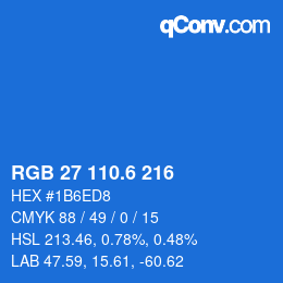 カラーコード: RGB 27 110.6 216 | qconv.com