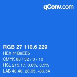カラーコード: RGB 27 110.6 229 | qconv.com
