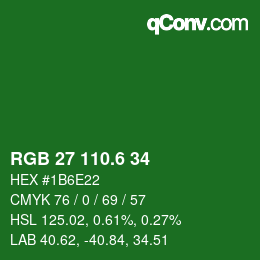 カラーコード: RGB 27 110.6 34 | qconv.com