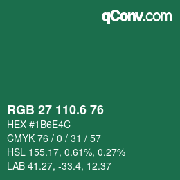 カラーコード: RGB 27 110.6 76 | qconv.com