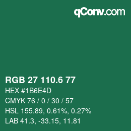 カラーコード: RGB 27 110.6 77 | qconv.com