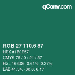 カラーコード: RGB 27 110.6 87 | qconv.com