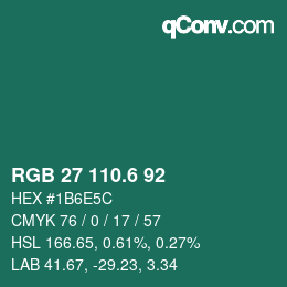 カラーコード: RGB 27 110.6 92 | qconv.com
