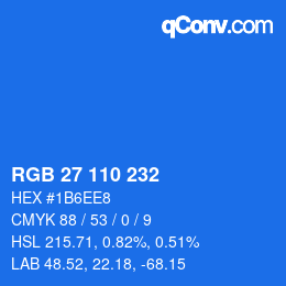 Color code: RGB 27 110 232 | qconv.com