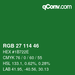 Color code: RGB 27 114 46 | qconv.com