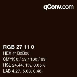 Color code: RGB 27 11 0 | qconv.com
