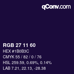 カラーコード: RGB 27 11 60 | qconv.com