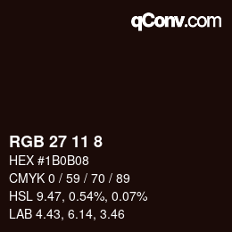 カラーコード: RGB 27 11 8 | qconv.com