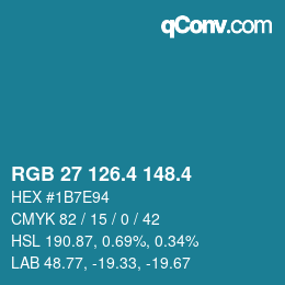 カラーコード: RGB 27 126.4 148.4 | qconv.com