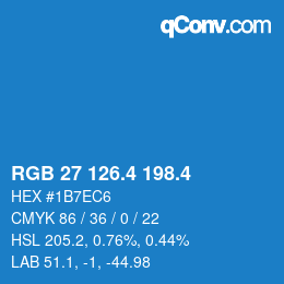 カラーコード: RGB 27 126.4 198.4 | qconv.com