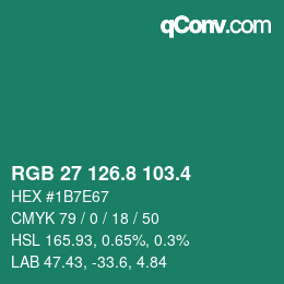 カラーコード: RGB 27 126.8 103.4 | qconv.com