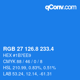 カラーコード: RGB 27 126.8 233.4 | qconv.com