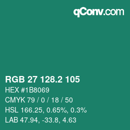 カラーコード: RGB 27 128.2 105 | qconv.com
