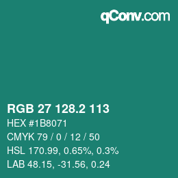カラーコード: RGB 27 128.2 113 | qconv.com