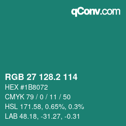 カラーコード: RGB 27 128.2 114 | qconv.com