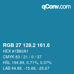 カラーコード: RGB 27 128.2 161.6 | qconv.com