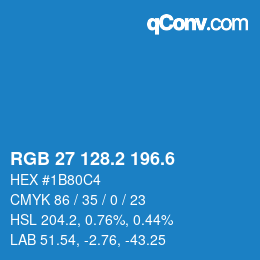 カラーコード: RGB 27 128.2 196.6 | qconv.com