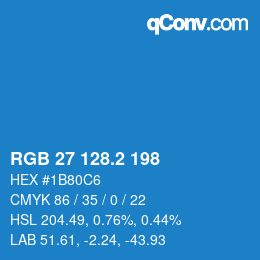 カラーコード: RGB 27 128.2 198 | qconv.com