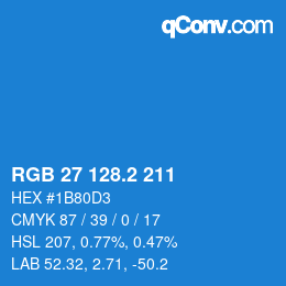 カラーコード: RGB 27 128.2 211 | qconv.com