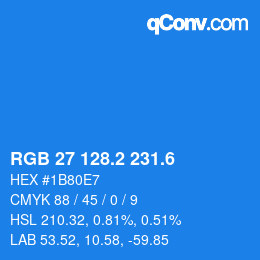 カラーコード: RGB 27 128.2 231.6 | qconv.com