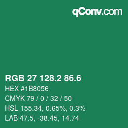 カラーコード: RGB 27 128.2 86.6 | qconv.com