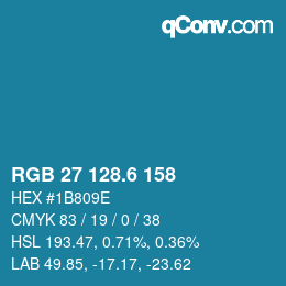 カラーコード: RGB 27 128.6 158 | qconv.com