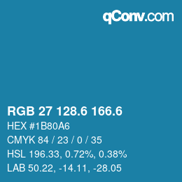 カラーコード: RGB 27 128.6 166.6 | qconv.com