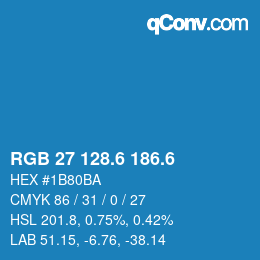 カラーコード: RGB 27 128.6 186.6 | qconv.com