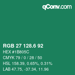 カラーコード: RGB 27 128.6 92 | qconv.com