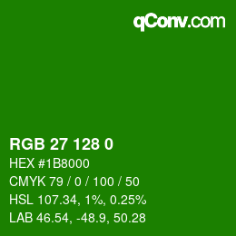 颜色代码: RGB 27 128 0 | qconv.com