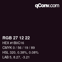 Color code: RGB 27 12 22 | qconv.com