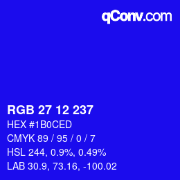 Color code: RGB 27 12 237 | qconv.com