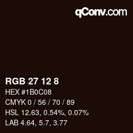 カラーコード: RGB 27 12 8 | qconv.com