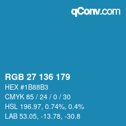 Color code: RGB 27 136 179 | qconv.com
