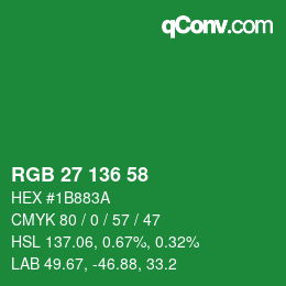 Color code: RGB 27 136 58 | qconv.com