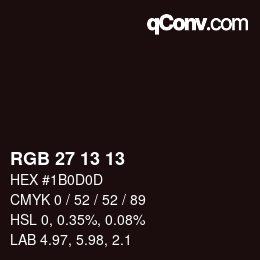 Color code: RGB 27 13 13 | qconv.com