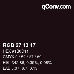 Color code: RGB 27 13 17 | qconv.com