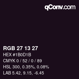 カラーコード: RGB 27 13 27 | qconv.com