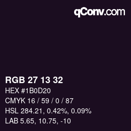 Color code: RGB 27 13 32 | qconv.com