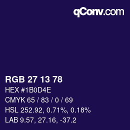 Color code: RGB 27 13 78 | qconv.com