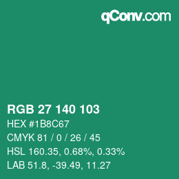 Color code: RGB 27 140 103 | qconv.com