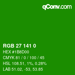 Color code: RGB 27 141 0 | qconv.com