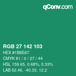 Color code: RGB 27 142 103 | qconv.com
