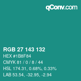 カラーコード: RGB 27 143 132 | qconv.com