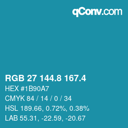 カラーコード: RGB 27 144.8 167.4 | qconv.com